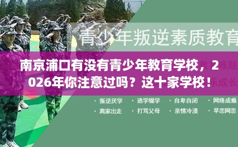 南京浦口有没有青少年教育学校，2026年你注意过吗？这十家学校！