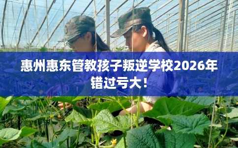 惠州惠东管教孩子叛逆学校2026年错过亏大！