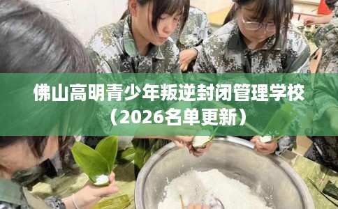 佛山高明青少年叛逆封闭管理学校（2026名单更新）