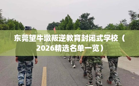 东莞望牛墩叛逆教育封闭式学校（2026精选名单一览）