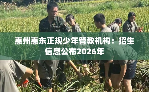 惠州惠东正规少年管教机构：招生信息公布2026年