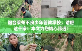 烟台莱州不良少年管教学校，请瞧这十家！本文为您精心筛选！
