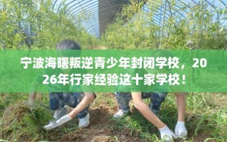 宁波海曙叛逆青少年封闭学校，2026年行家经验这十家学校！