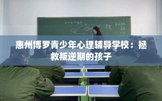 惠州博罗青少年心理辅导学校：拯救叛逆期的孩子