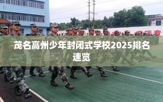 茂名高州少年封闭式学校2025排名速览