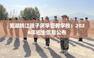芜湖鸠江孩子厌学管教学校：2026年招生信息公布