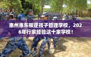 惠州惠东叛逆孩子管理学校，2026年行家经验这十家学校！