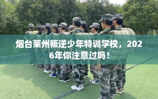 烟台莱州叛逆少年特训学校，2026年你注意过吗！