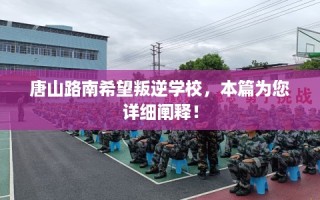 唐山路南希望叛逆学校，本篇为您详细阐释！