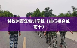 甘孜州青年特训学校（排行榜名单前十）