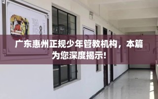 广东惠州正规少年管教机构，本篇为您深度揭示!