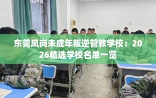 东莞凤岗未成年叛逆管教学校：2026精选学校名单一览