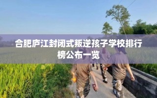 合肥庐江封闭式叛逆孩子学校排行榜公布一览