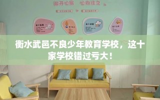 衡水武邑不良少年教育学校，这十家学校错过亏大！